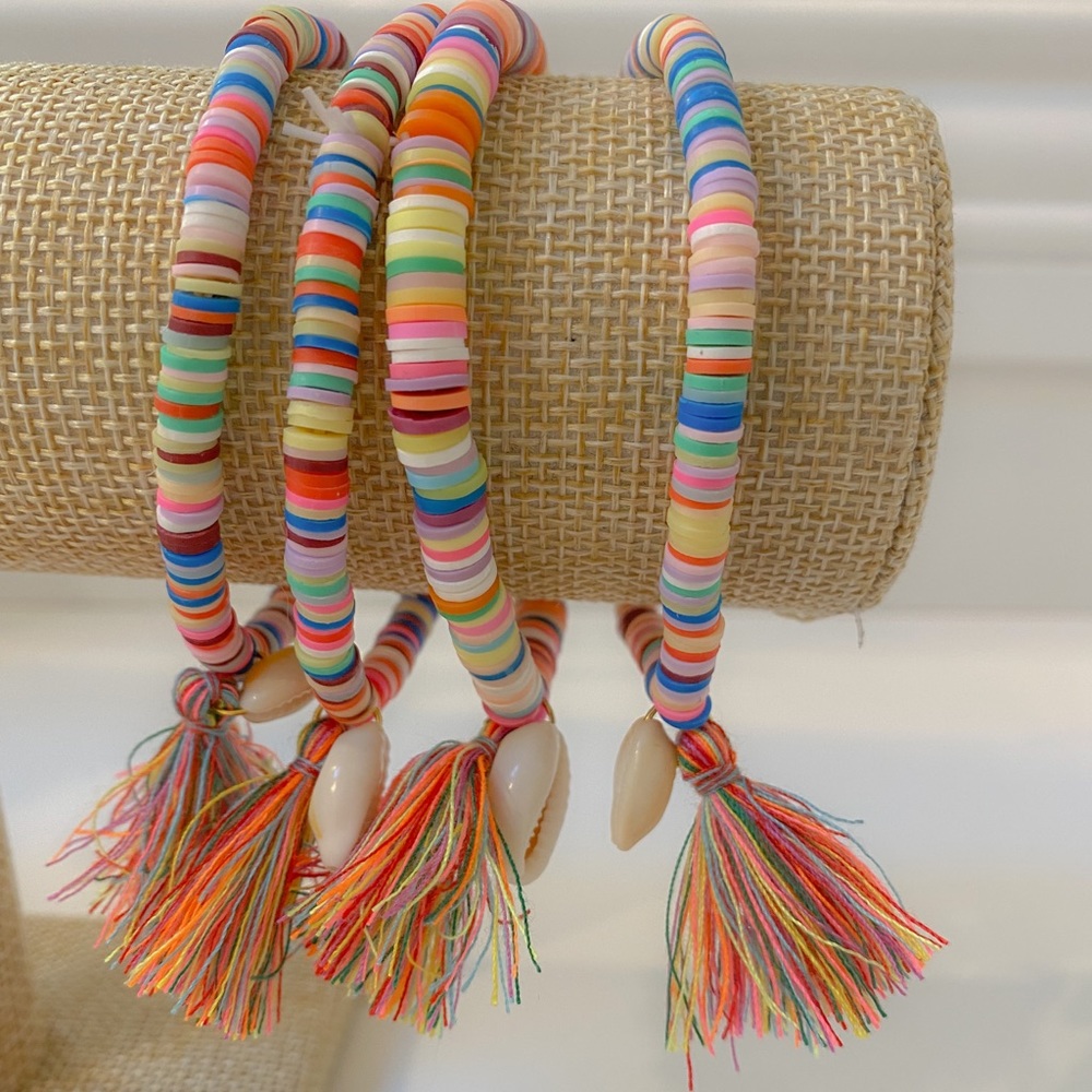 Rainbow tassel bracelet set of 4 - boho gift